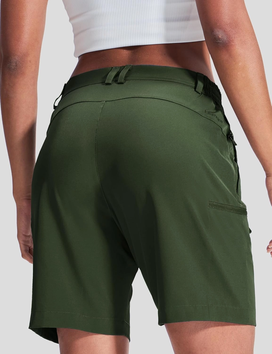 Haimont Women's 7" Hiking Cargo Shorts Quick Dry Lightweight Stretch UV Protection with Zipper Pockets Travel Camping