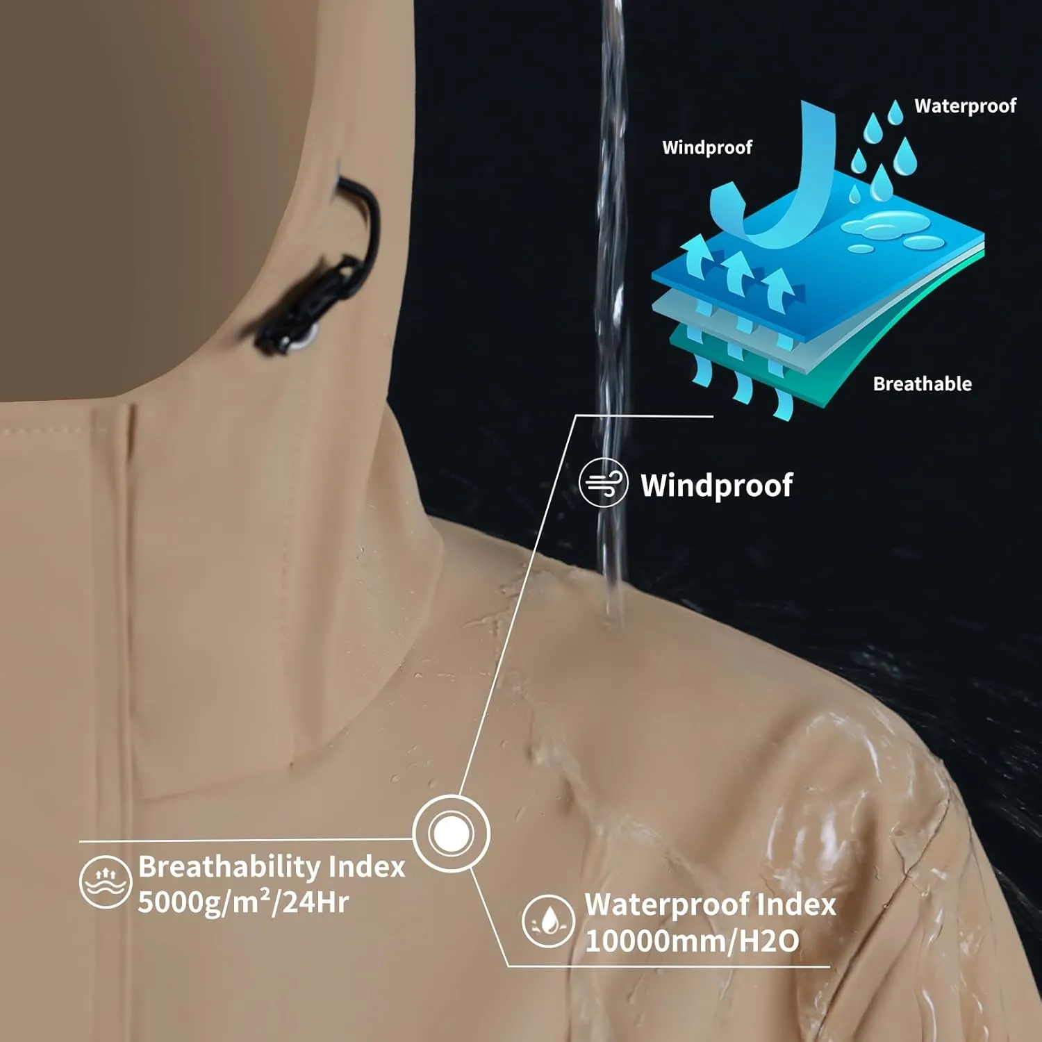 HALO RAIN Women's Single Breasted Long Trench Coat Windproof Raincoat Outerwear Lightweight Windbreaker with Blet & Hood