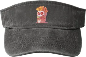 Hamburger Skull with Fries Sun Visor Hats Cotton Baseball Cap for Women Men Adjustable Sun Hat