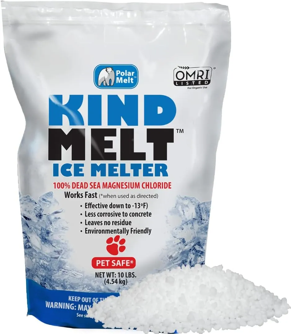 HARRIS Kind Melt Pet Friendly Ice and Snow Melter, Fast Acting 100% Pure Magnesium Chloride Formula, 10lb