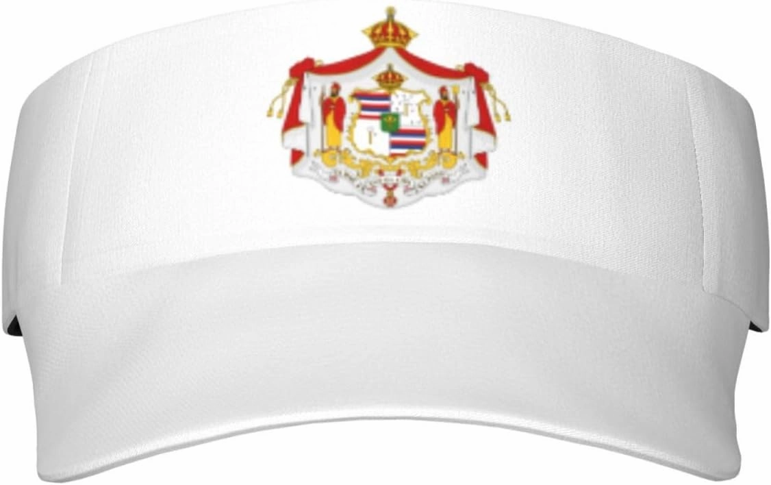 Hawaiian Coat of Arms Adult Sun Visor Cap - UV Protection, Breathable, Adjustable, Sports & Outdoor Hat Black