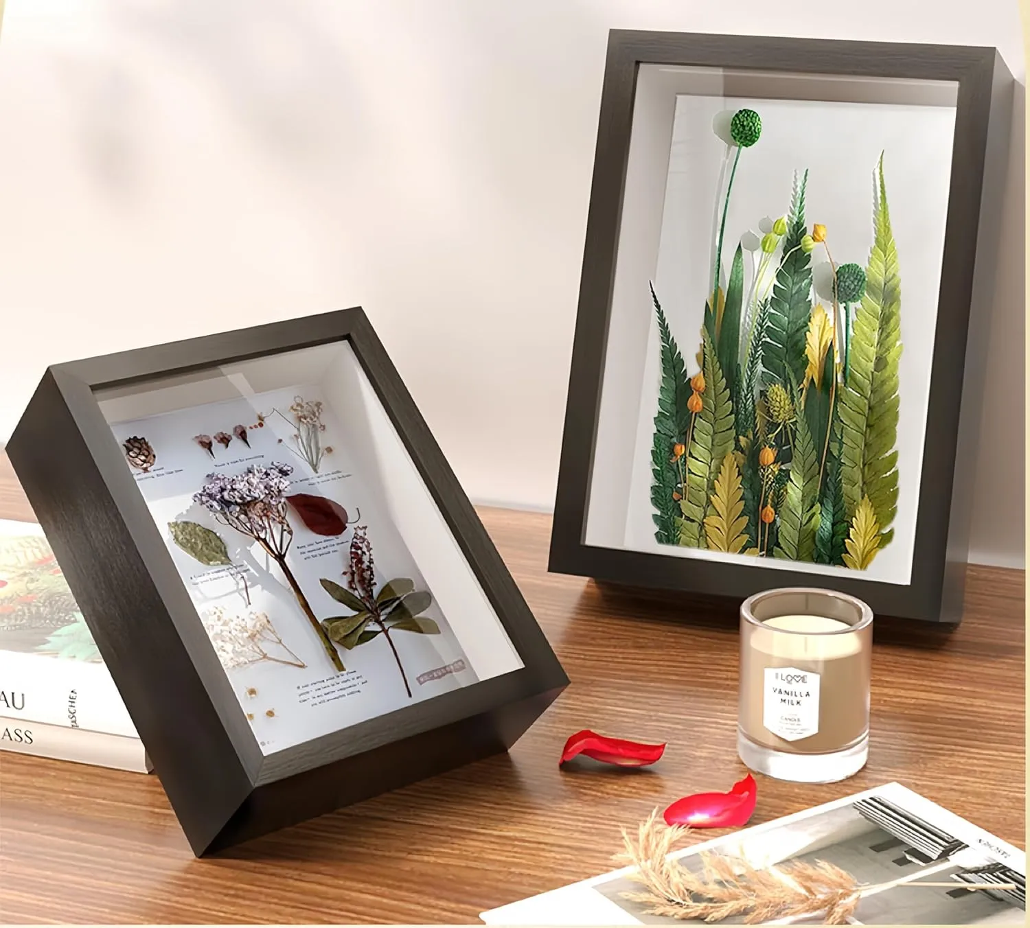 HD Glass HD Glass Wooden Black Hollow Photo Frame,4x6 Shadow Box Frame,Black Frames for Flower Pressing, Seashell Display Box ,Pet Memorial Shadow Box ( 6pcs 4X6)