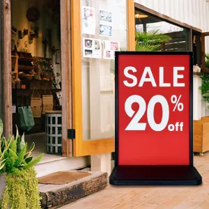 Heavy-Duty 24"x36" Double-Sided Floor Standing Foam Board Sign Holder with Refillable Water Base and Wheels for Indoor/Outdoor Display (2 UNITS)