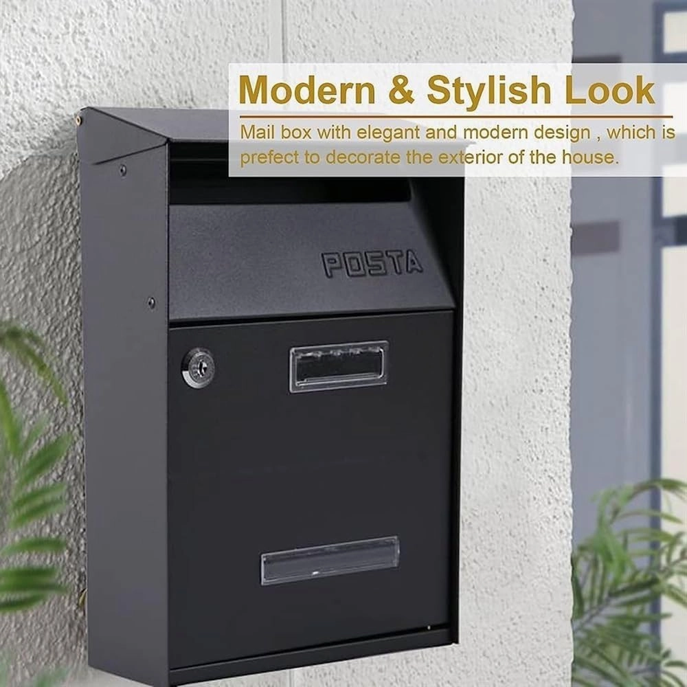 High Capacity Wall Mounted Galvanized Steel Mail Organizer,Sleek and Modern Lockable Post Box, Glossy Suggestion Box - for Single Family Home Or Community (Color : Key Gray)