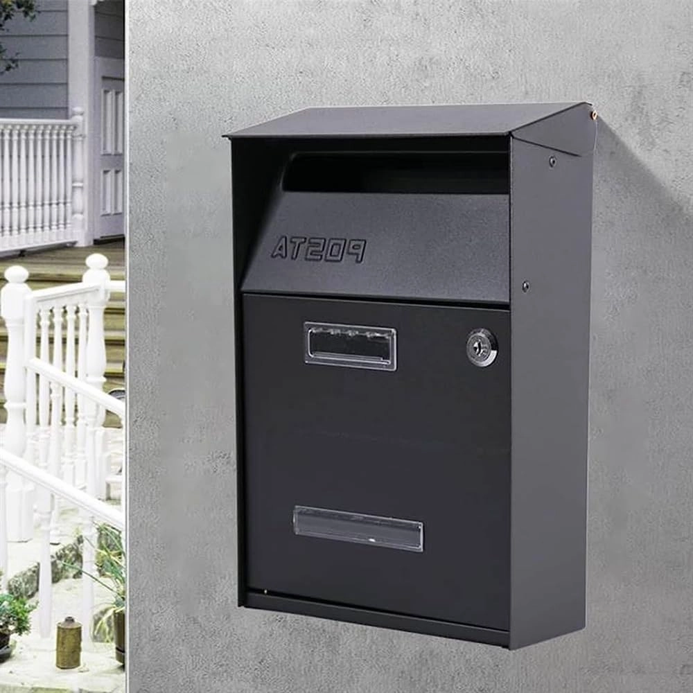 High Capacity Wall Mounted Galvanized Steel Mail Organizer,Sleek and Modern Lockable Post Box, Glossy Suggestion Box - for Single Family Home Or Community (Color : Key Gray)