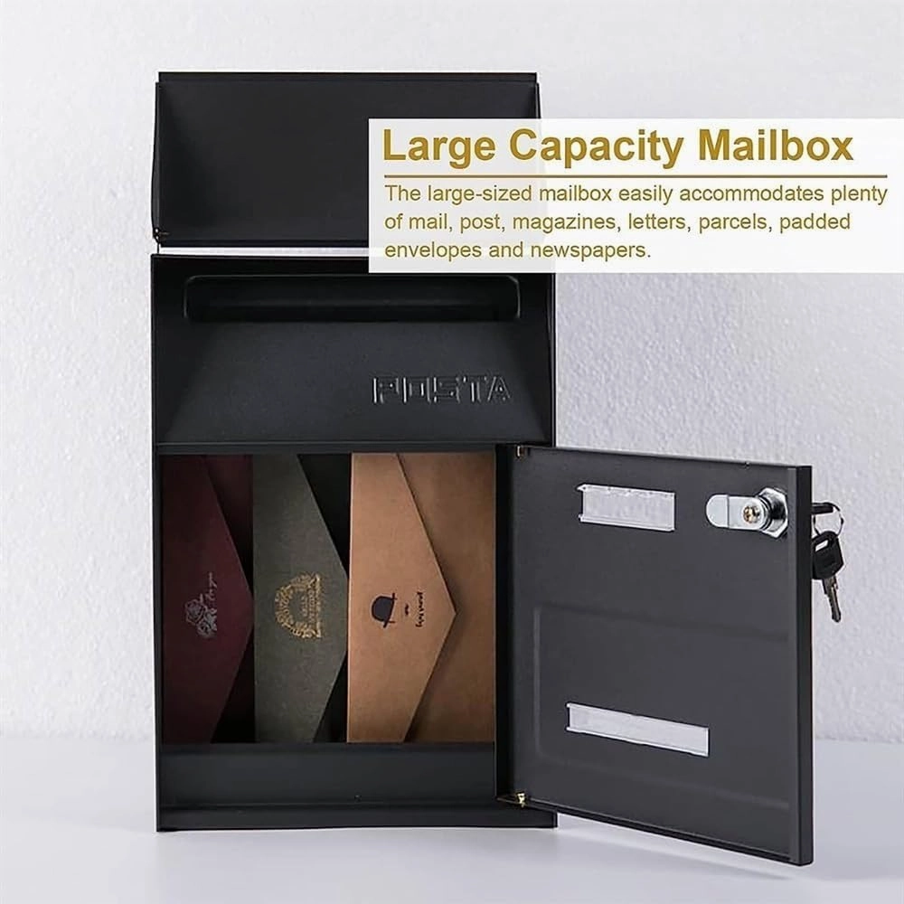 High Capacity Wall Mounted Galvanized Steel Mail Organizer,Sleek and Modern Lockable Post Box, Glossy Suggestion Box - for Single Family Home Or Community (Color : Key Gray)