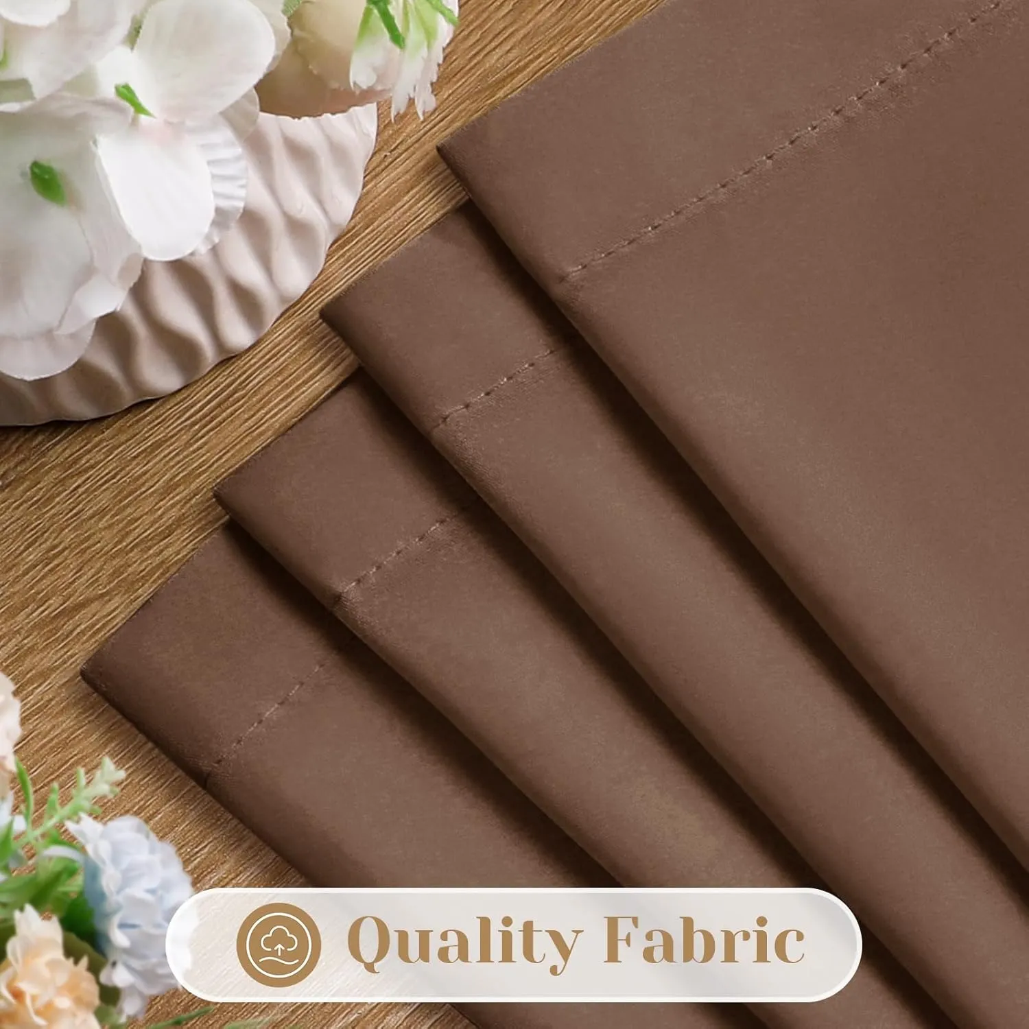 HOMEIDEAS Non-See-Through Brown Privacy Sheer Curtains, 52 X 84 Inches Long 2 Panels Sheer Curtains Light Filtering Window Drapes for Bedroom Living Room