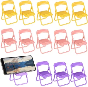Homoyoyo 30Pcs Mini Foldable Chairs for Dollhouse Cute Chair Phone Holder Table Chair Creative Desktop Phone Stand for Party Favors Dollhouse