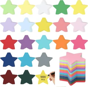 Honoson 1000 Pcs Star Cutouts Paper 3.9 Inch Assorted Color Cut Outs Star Shaped Die Cuts Paper DIY Craft Projects Back to School Classroom Bulletin Board Decor