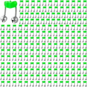 Honoson 200 Pcs Plastic Fishing Bells Clip on Fishing Rod Alarm Bell Fish Bite Alarm Fishing Bite Indicators with Dual Alert Bells