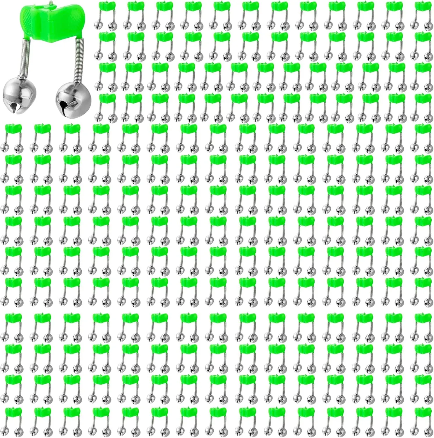 Honoson 200 Pcs Plastic Fishing Bells Clip on Fishing Rod Alarm Bell Fish Bite Alarm Fishing Bite Indicators with Dual Alert Bells