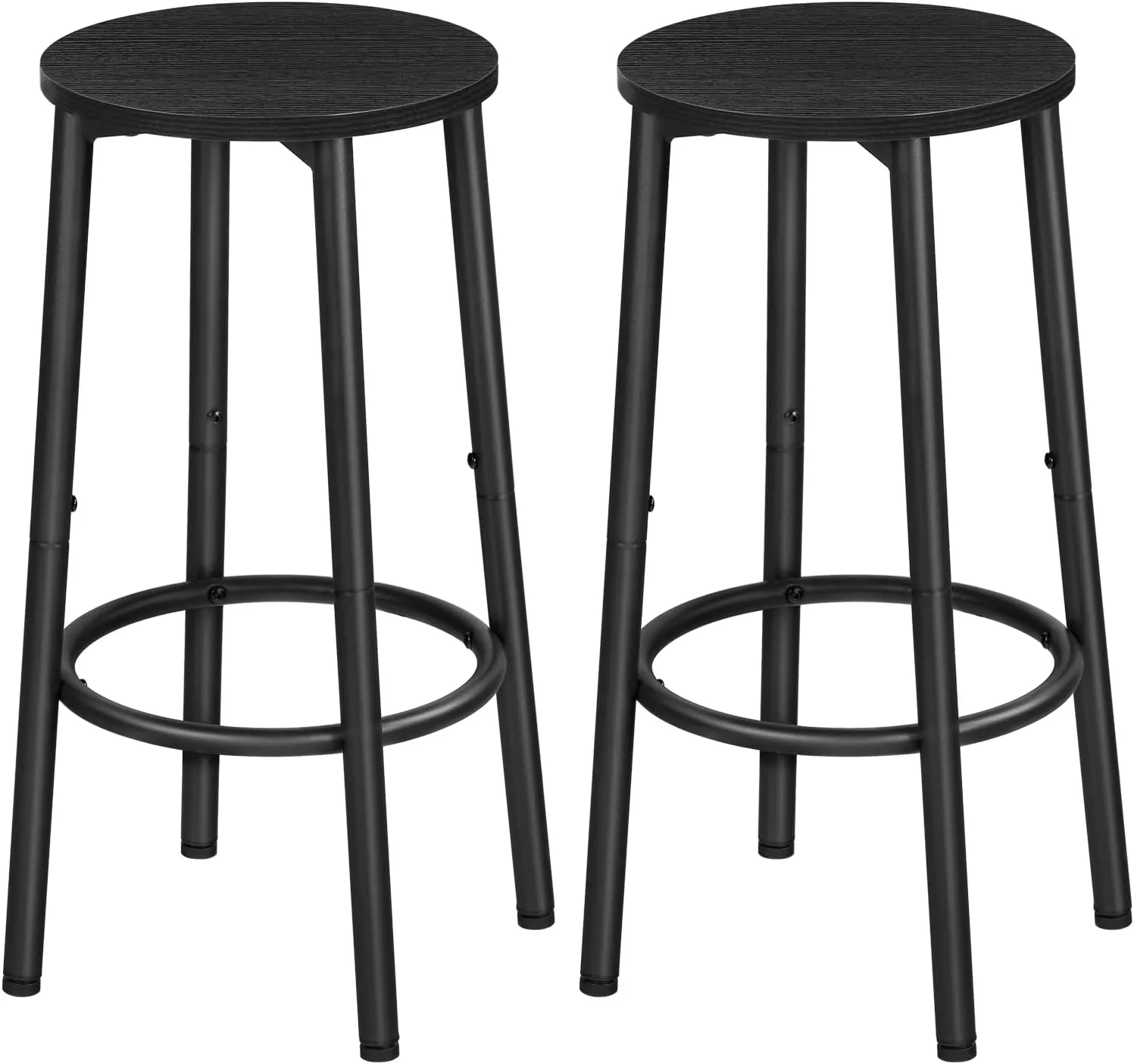 HOOBRO Bar Stools, Bar Stools Set of 2, Counter Height Stools with Footrest, Breakfast Barstools, Sturdy Steel Frame, for Dining Room, Kitchen Island, Party, Easy Assembly, Black BK03BY01N1