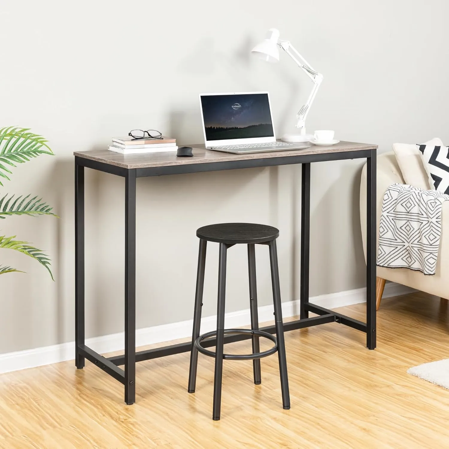 HOOBRO Bar Stools, Bar Stools Set of 2, Counter Height Stools with Footrest, Breakfast Barstools, Sturdy Steel Frame, for Dining Room, Kitchen Island, Party, Easy Assembly, Black BK03BY01N1