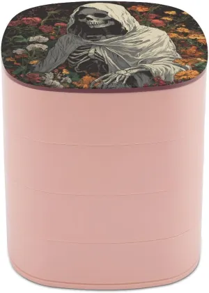 Hooded with Robed Skeleton Flowers Jewelry Boxes for Women, Earring Holder Organizer Rotating Jewelry Organizer for Necklaces Bracelets Ring
