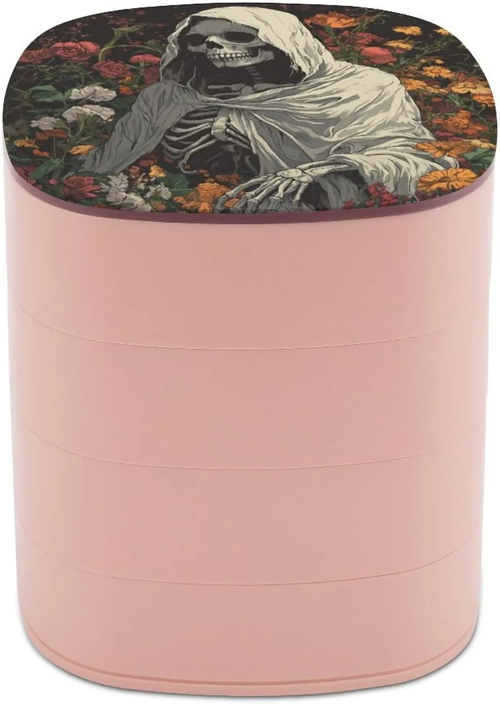Hooded with Robed Skeleton Flowers Jewelry Boxes for Women, Earring Holder Organizer Rotating Jewelry Organizer for Necklaces Bracelets Ring