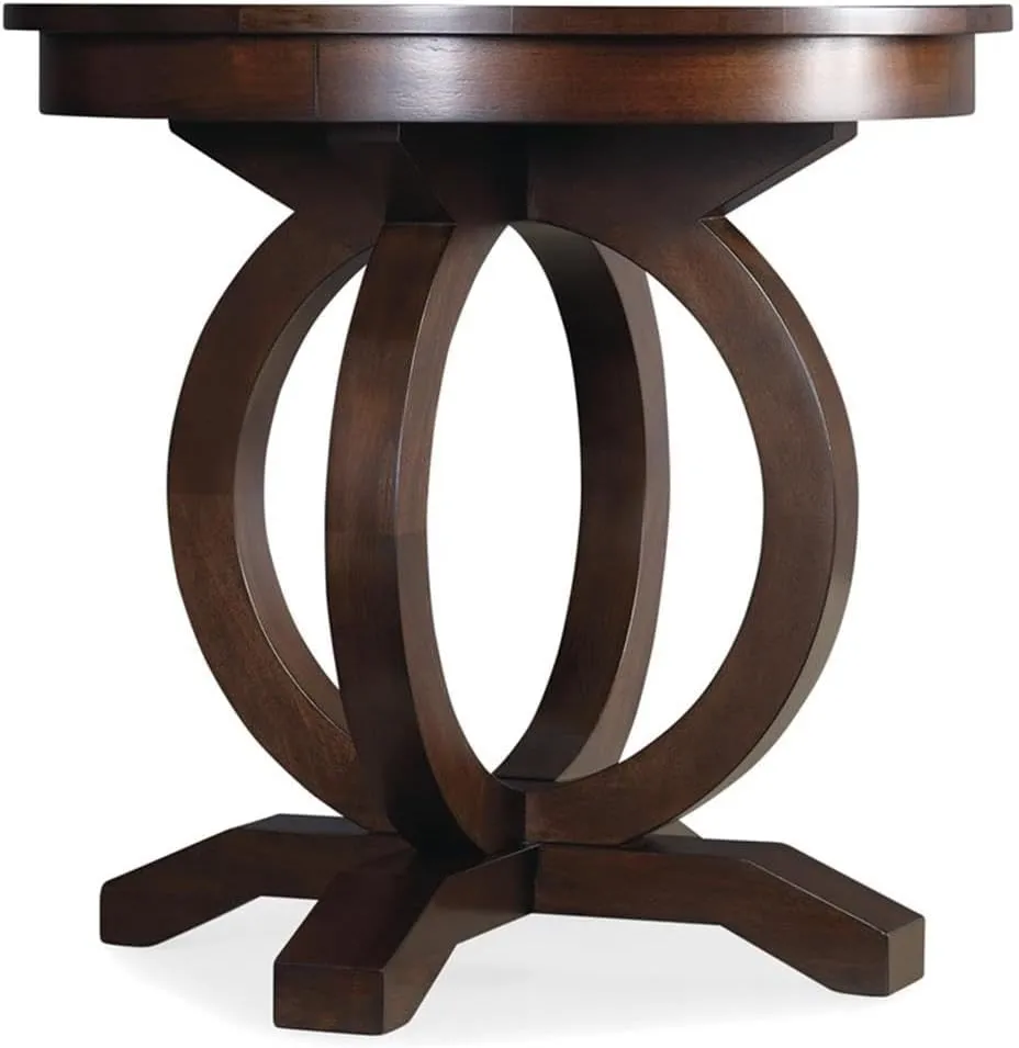 Hooker Furniture Kinsey Round Pedestal Base End Table in Walnut Wood Finish