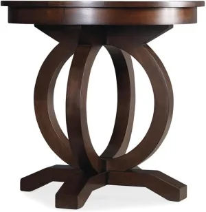 Hooker Furniture Kinsey Round Pedestal Base End Table in Walnut Wood Finish