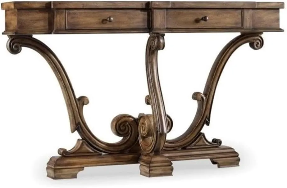 Hooker Furniture Sanctuary Wood Console Table in Amber Sands Brown Finish