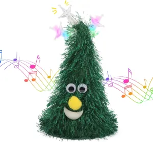 Hopearl Singing Dancing Christmas Tree Twinkling Star Rockin Electric Interactive Animated Toy Plush Buddy Gift for Toddlers, 7''