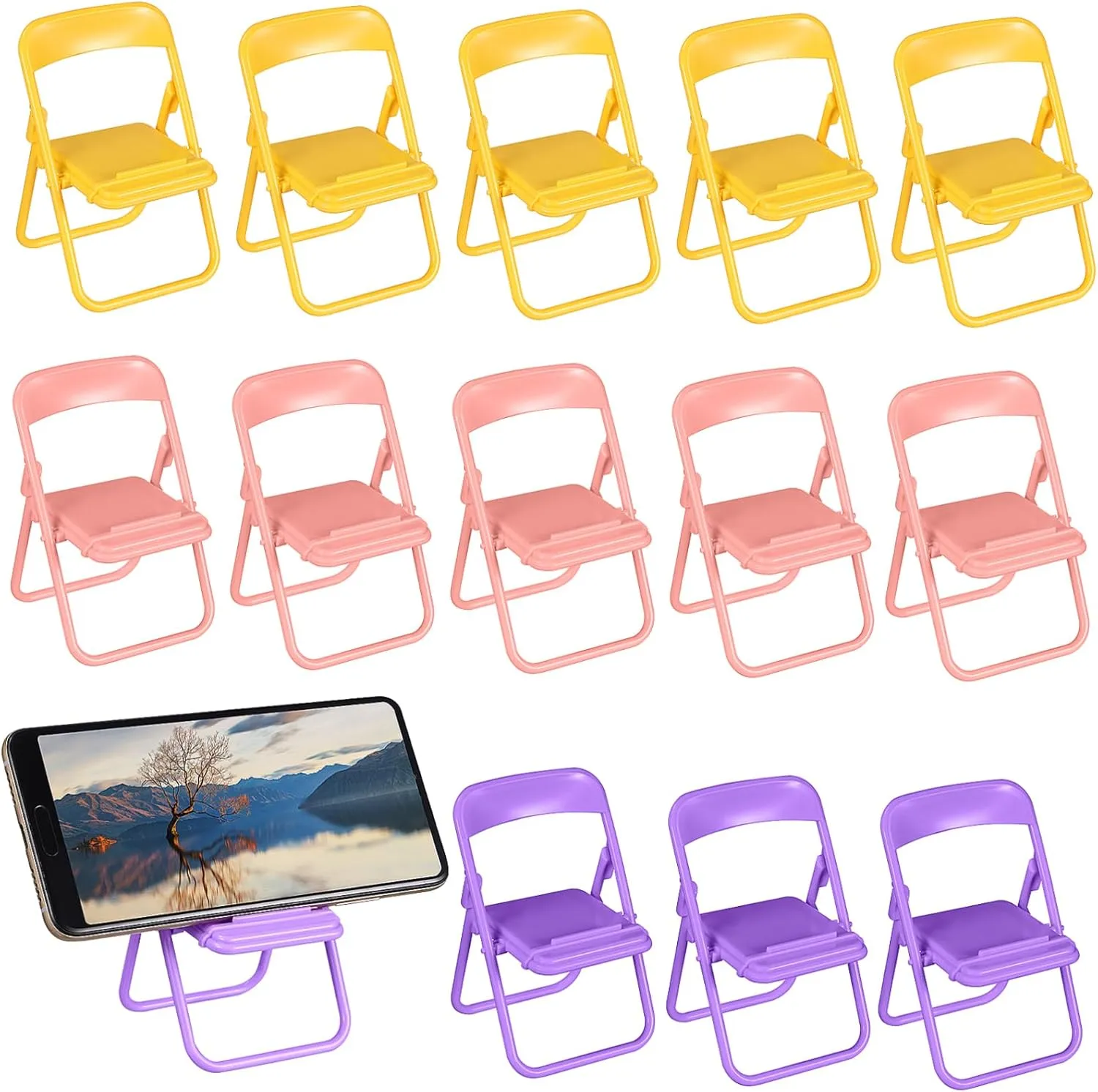 Housoutil 30Pcs Mini Foldable Chair Phone Holder Cute Table Stfor Dolls Multi Functional Space Saving Design for Party Favors and Desk Decor