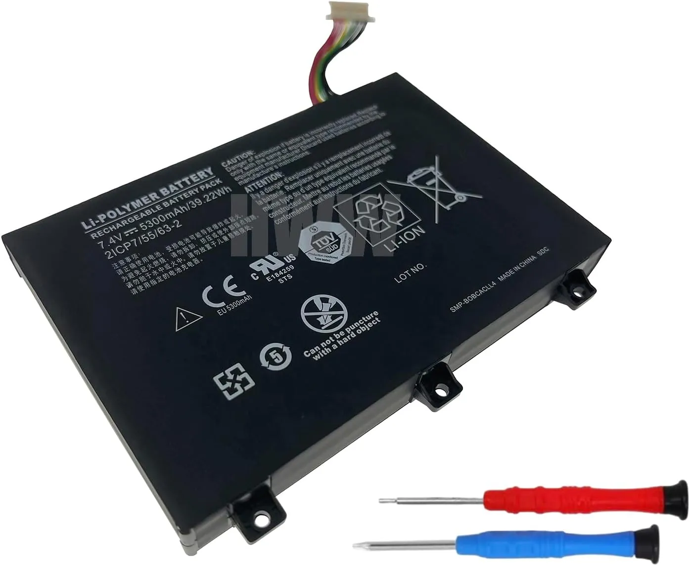 HWW New 7.4V 39.22Wh 5300mAh SMP-BOBCACLL4 Replacement Battery Compatible with Xplore XSlate B10 IX101B2 D10 IX101B1 21-93042-01 2ICP7/55/63-2 Series