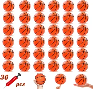 Hymaz 36 Pcs 4 Inch Mini Basketballs Ball for Kids, Rubber Small basketballs with Pump for Kids Basketball Gifts- Inflatable Ball for Basketballs Hoop Geart for Sports Beach Pool Theme Party Favor
