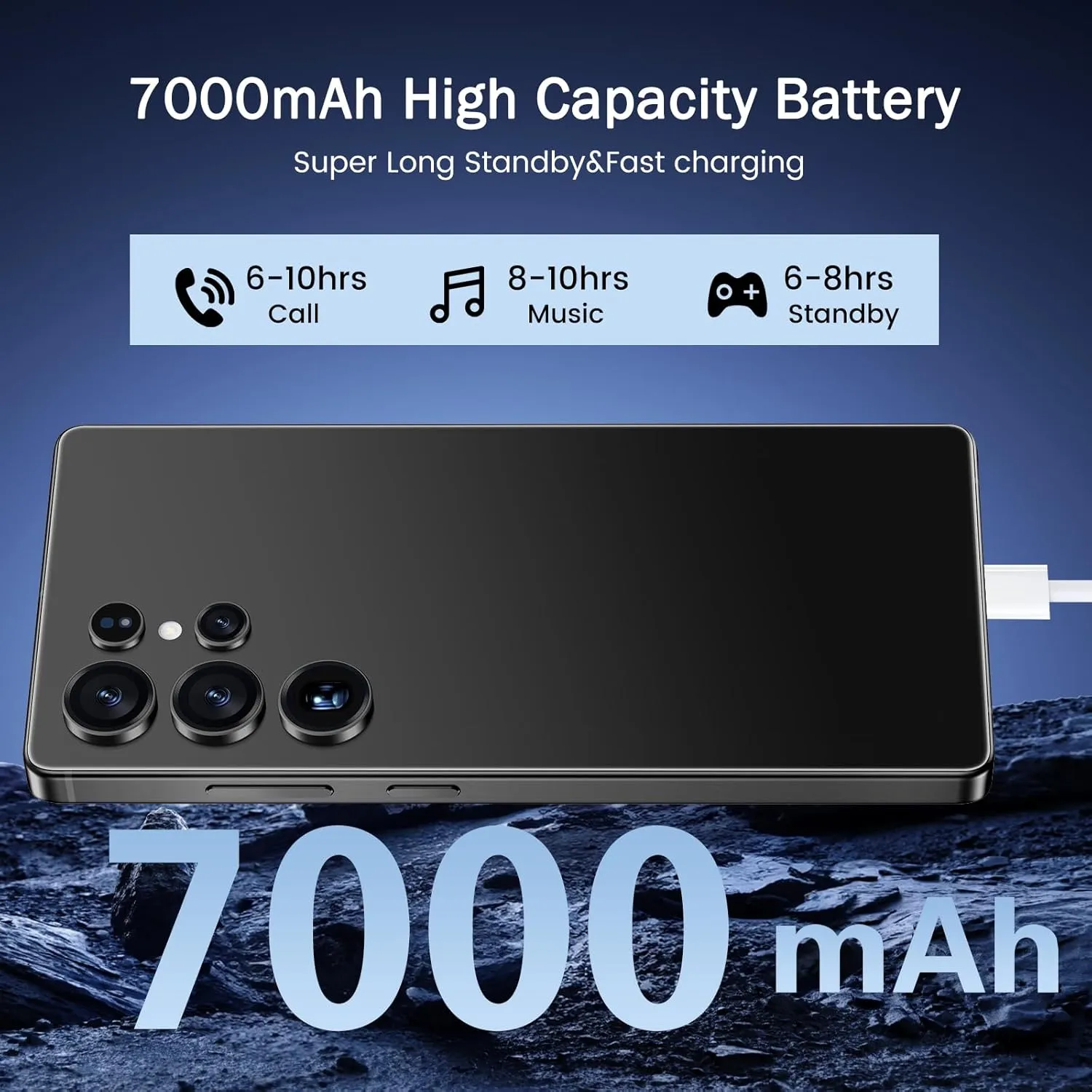 I25 Ultra 5G Unlocked Smartphone,8GB 256GB Fully Cell Phone for Android 14, 6.99" Unlocked Cell Phone, 7000mAh, 68MP 108MP Dual Camera/Dual SIM (Black)