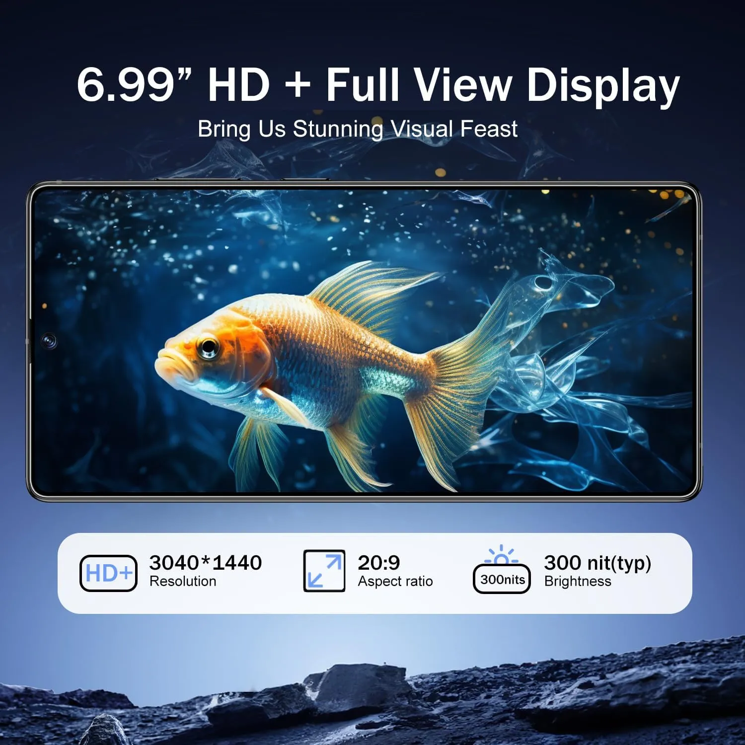 I25 Ultra 5G Unlocked Smartphone,8GB 256GB Fully Cell Phone for Android 14, 6.99" Unlocked Cell Phone, 7000mAh, 68MP 108MP Dual Camera/Dual SIM (Cyan)