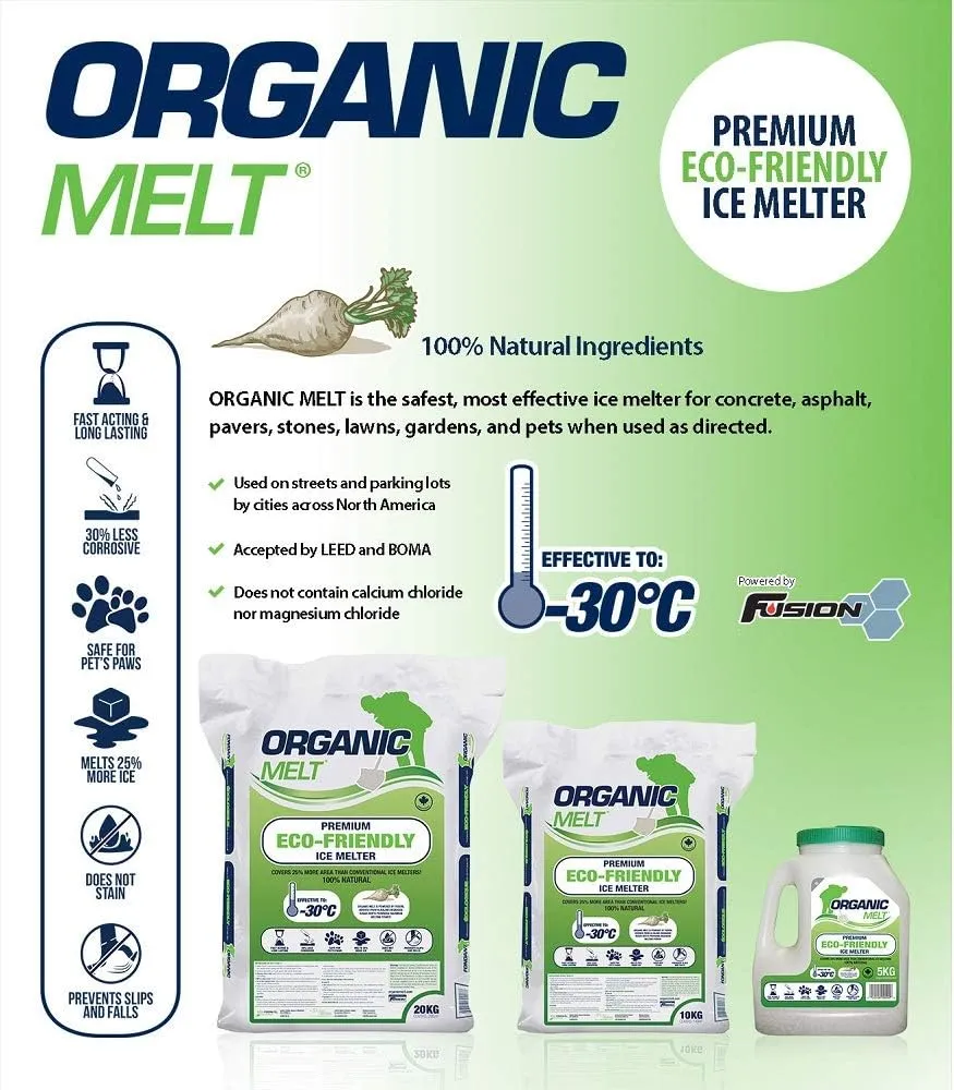 Ice Melt Safe for Concrete, Sidewalks, and Driveways – Pet-Friendly Snow Salt and Ice Melter – Organic Melt Granular De-Icing Product – Eco-Friendly, 10kg Bag (22 lbs)