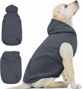 IECO ii Dog Hoodie - Polar Fleece Sweatshirt with Hood. Medium Size, Grey. Perfect for Dogs - Pug, Jack Russell. Unisex - Boy & Girl.