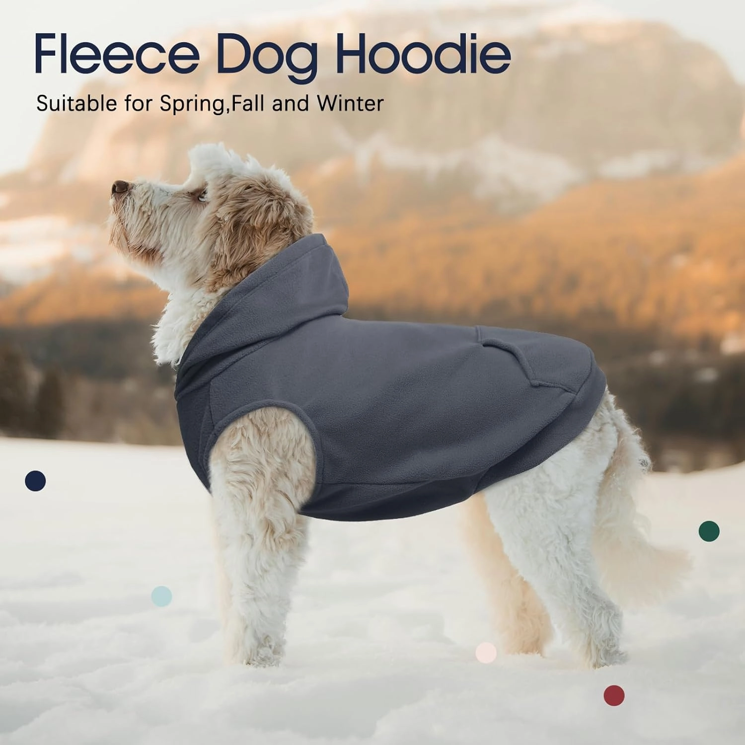 IECO ii Dog Hoodie - Polar Fleece Sweatshirt with Hood. Medium Size, Grey. Perfect for Dogs - Pug, Jack Russell. Unisex - Boy & Girl.
