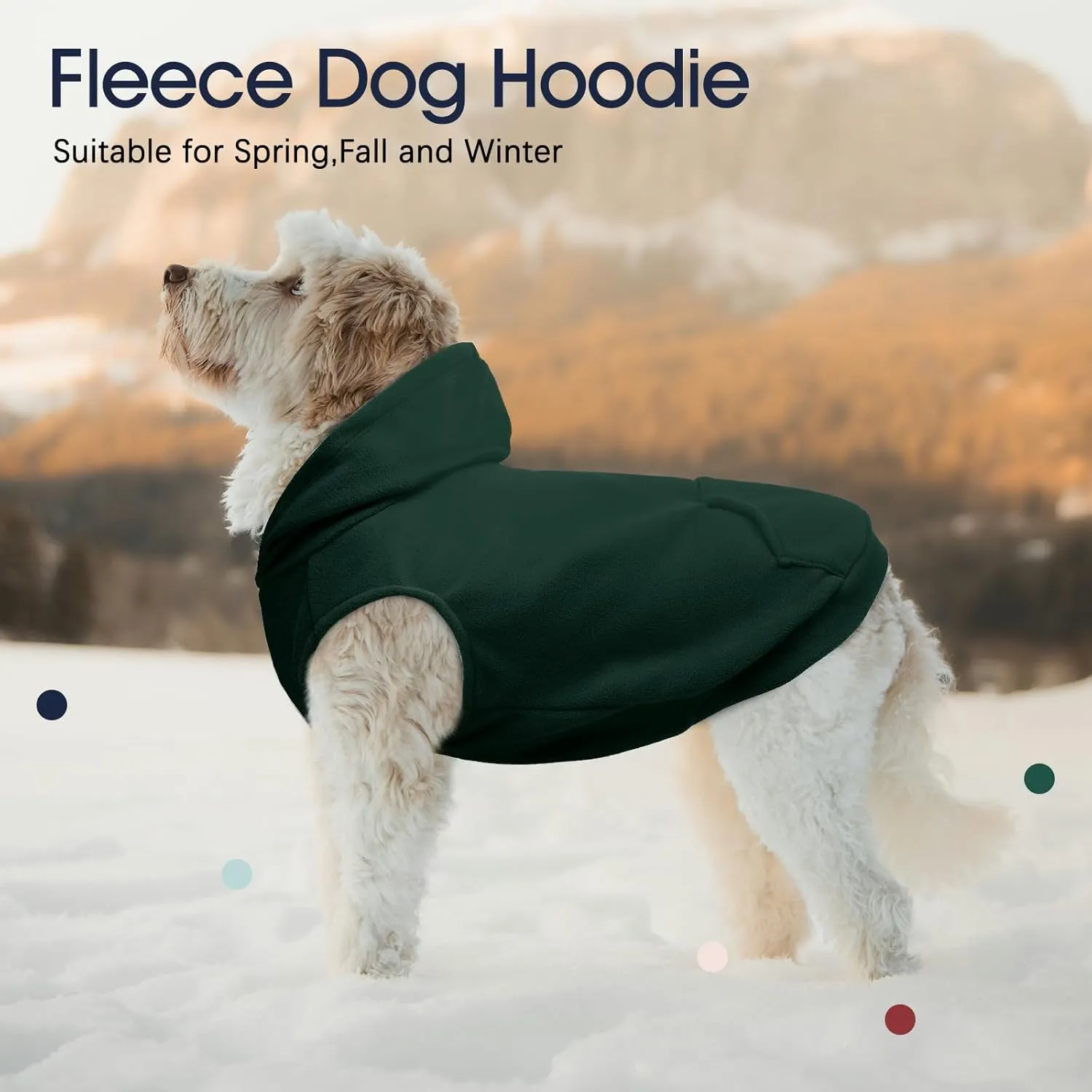 IECOii Dog Hoodie,Polar Fleece Dog Sweatshirt Christmas Dog Sweater with Hood,Warm Dog Sweater for Medium Dog Boy Girl,Sleeveless Dog Hoodie Medium Size Dog Winter Clothes for Pug,Jack Russell,Green,M