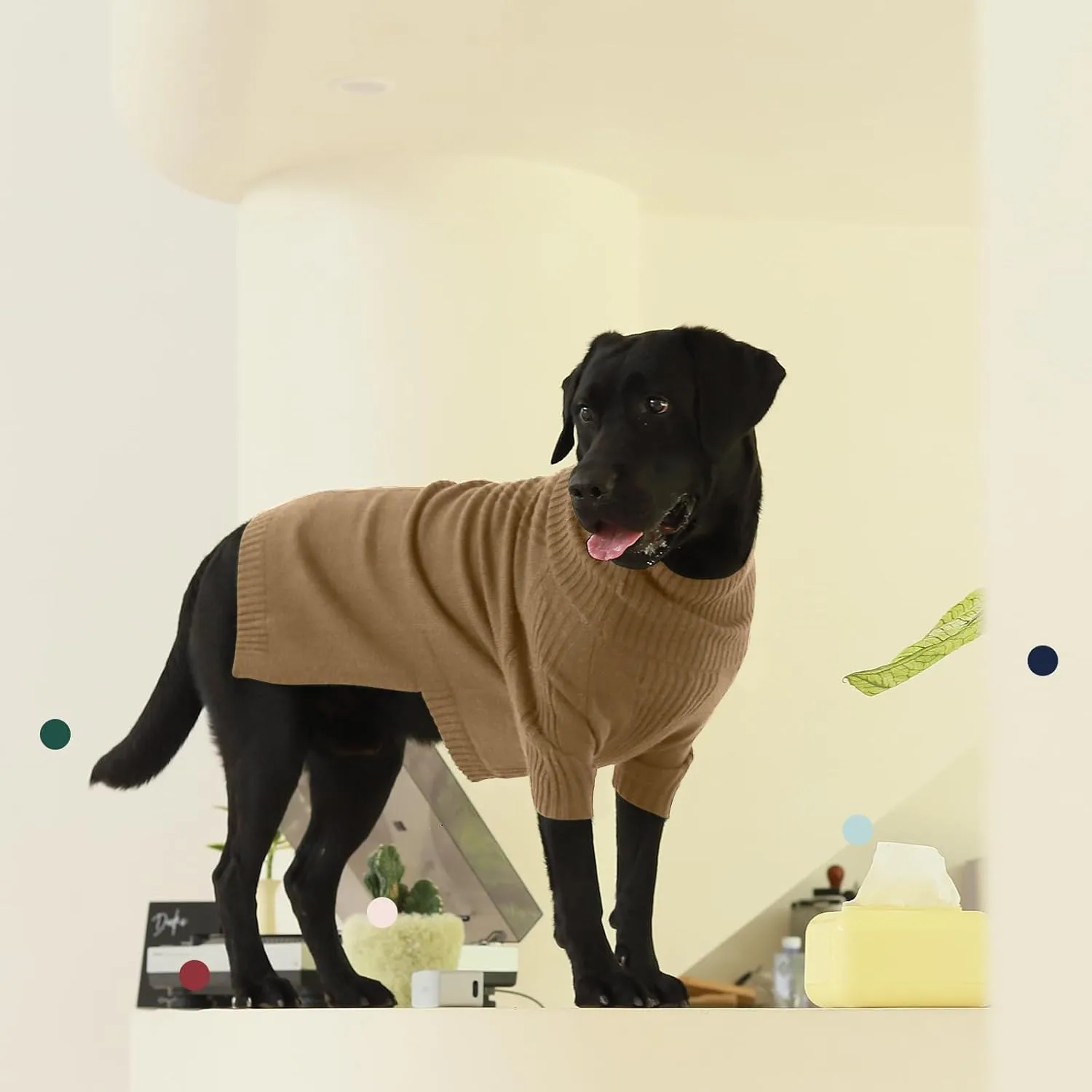 IECOii Extra-Large Dog Sweater 4XL,Christmas Dog Sweaters for Extra Large Dogs Girl Boy,Turtleneck Knitted Knitwear for Pet,Easy On Doggie Sweatshirt Dog Sweater for Doberman,Great Dane(Camel,XXXXL)
