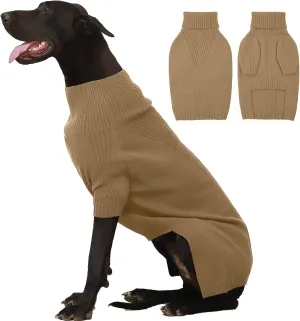IECOii Extra-Large Dog Sweater 4XL,Christmas Dog Sweaters for Extra Large Dogs Girl Boy,Turtleneck Knitted Knitwear for Pet,Easy On Doggie Sweatshirt Dog Sweater for Doberman,Great Dane(Camel,XXXXL)
