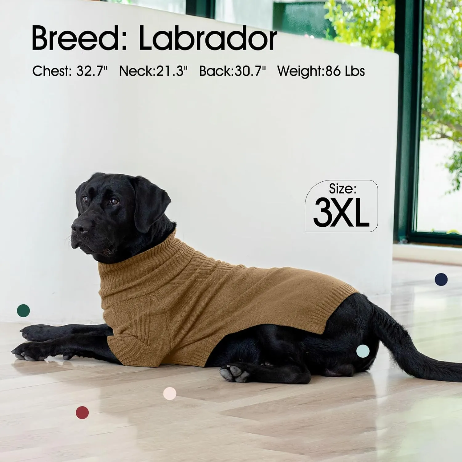 IECOii Extra-Large Dog Sweater 4XL,Christmas Dog Sweaters for Extra Large Dogs Girl Boy,Turtleneck Knitted Knitwear for Pet,Easy On Doggie Sweatshirt Dog Sweater for Doberman,Great Dane(Camel,XXXXL)