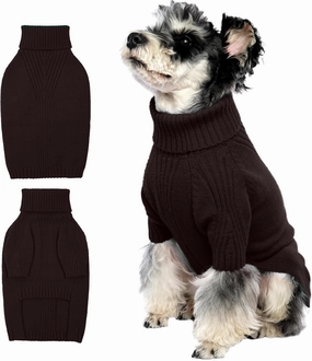 IECOii Dog Sweater,Dog Sweaters for Medium Dogs Girls Boys,Doggie Sweater Christmas,Pet Sweatshirt Knitwear Outfit for Holiday,KnitTurtleneck Warm Clothes for French Bulldog,Boston Terrier(Brown,M)