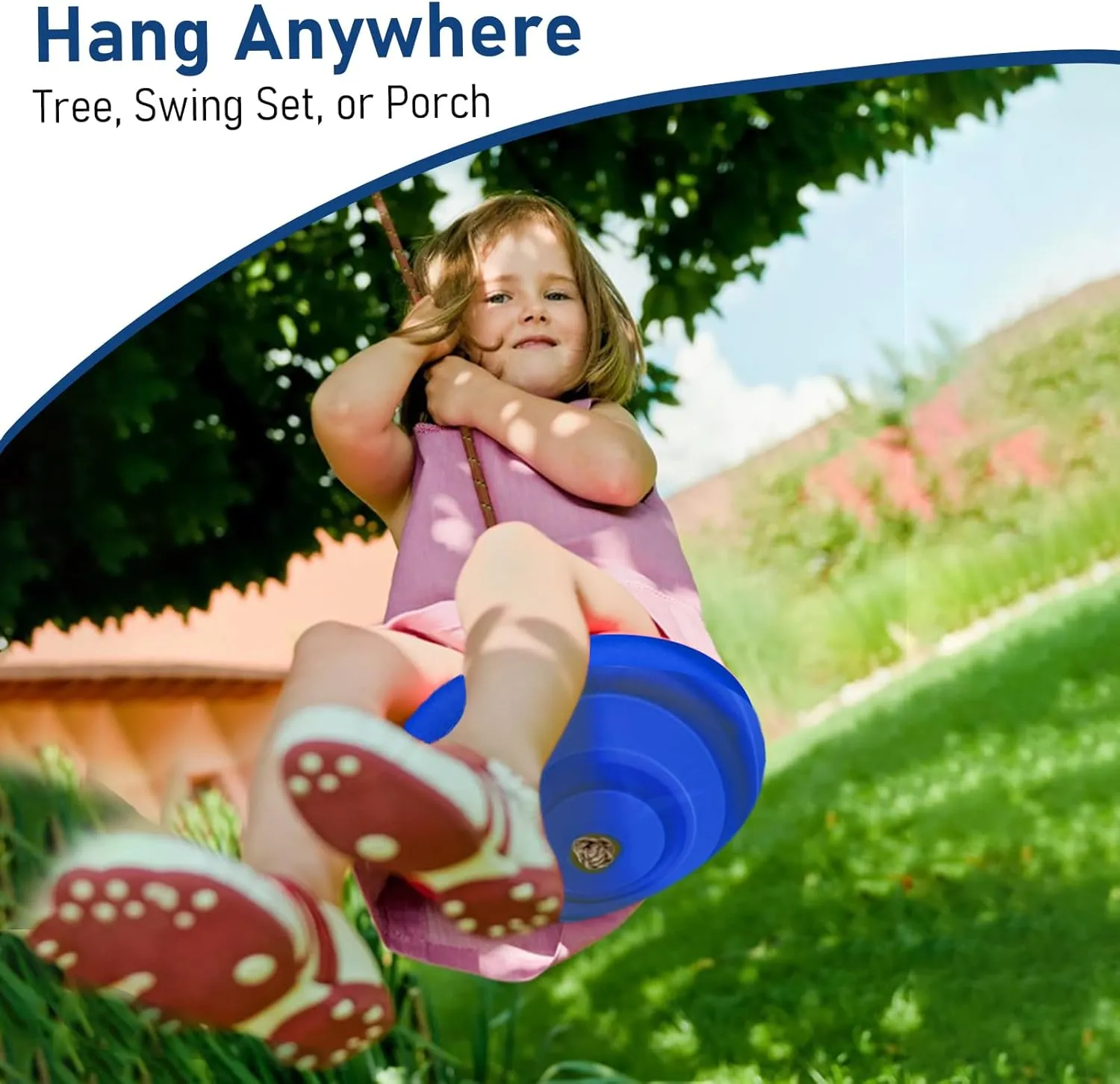 IFOYO Tree Rope Swing Disc, Rope Swings Round Kids Swing Seat Strong Disc Swings for Outdoor Backyard Playground Holds 220lbs/100kg for 3-10 Years Kids Children, Blue