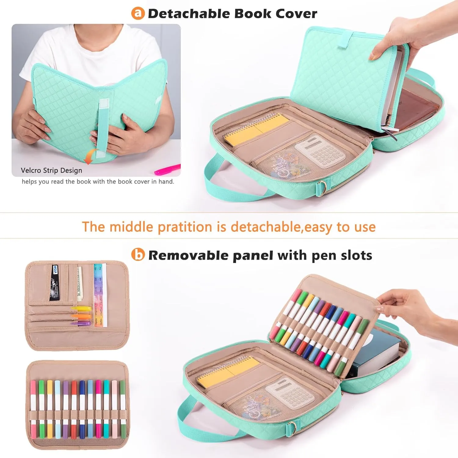 IMAGINING Large Bible Case with Cover for Women - Carrying Case with Shoulder Strap - Bag Packed in Gift Box - Carrier with Pockets for Study Suppliers - Gift for Girls