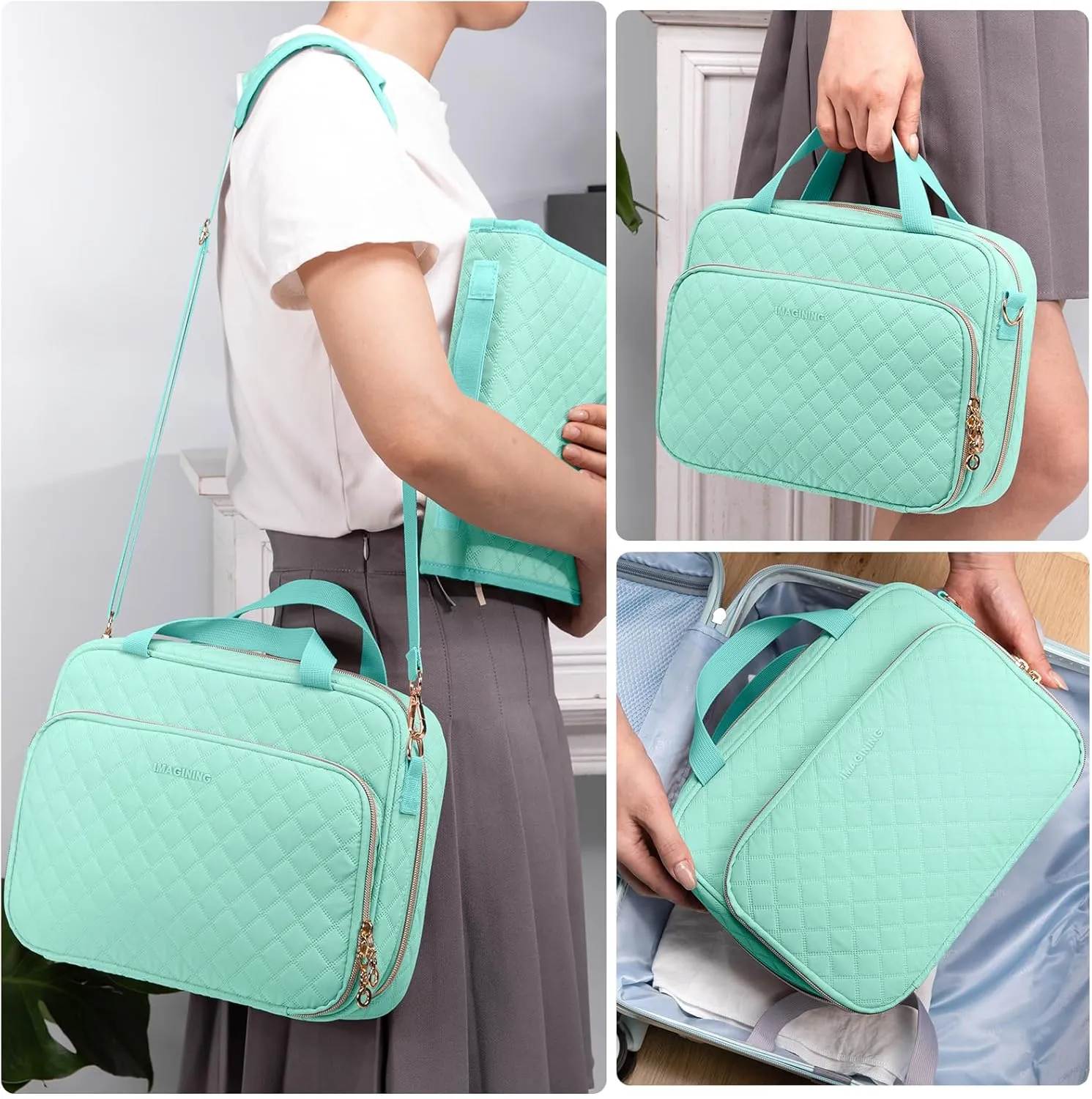 IMAGINING Large Bible Case with Cover for Women - Carrying Case with Shoulder Strap - Bag Packed in Gift Box - Carrier with Pockets for Study Suppliers - Gift for Girls
