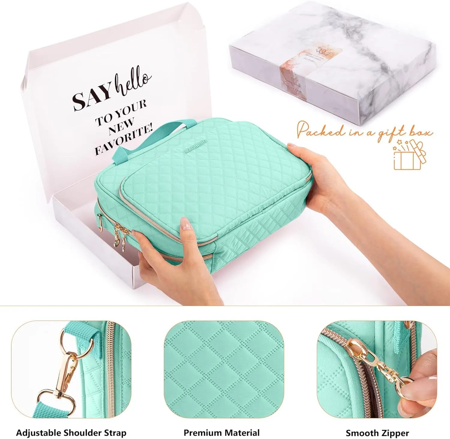 IMAGINING Large Bible Case with Cover for Women - Carrying Case with Shoulder Strap - Bag Packed in Gift Box - Carrier with Pockets for Study Suppliers - Gift for Girls
