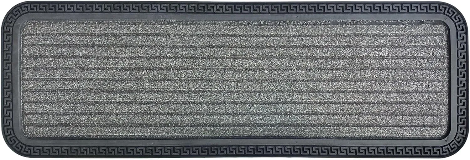 Indoor/Outdoor Hose-Wash Striped Design Non-Slip Rubber 10" x 30" Modern Stair Treads for Stairs, Garage, Patio, 5 Pack, Gray