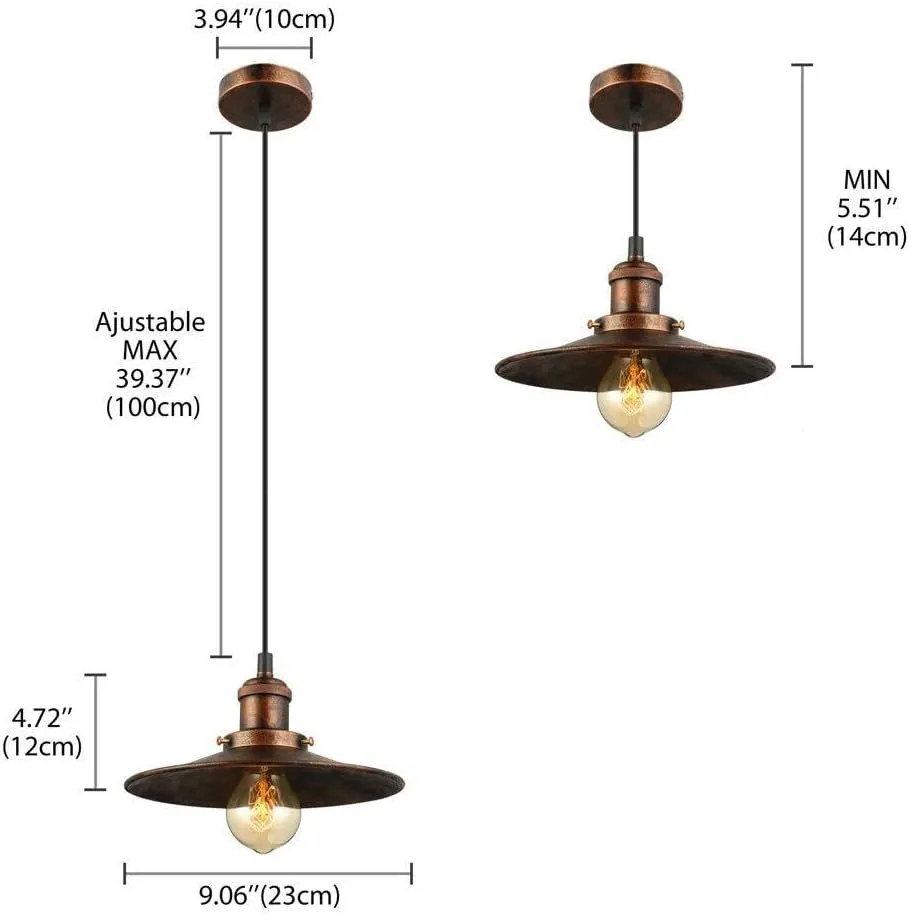 Industrial Adjustable Simple Mini Pendant Light Vintage Antique Black Chandelier Pendant Lamp Edision Stuly Ceiling Light(B - Copper)