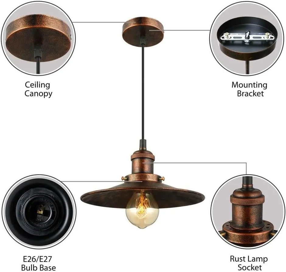 Industrial Adjustable Simple Mini Pendant Light Vintage Antique Black Chandelier Pendant Lamp Edision Stuly Ceiling Light(B - Copper)