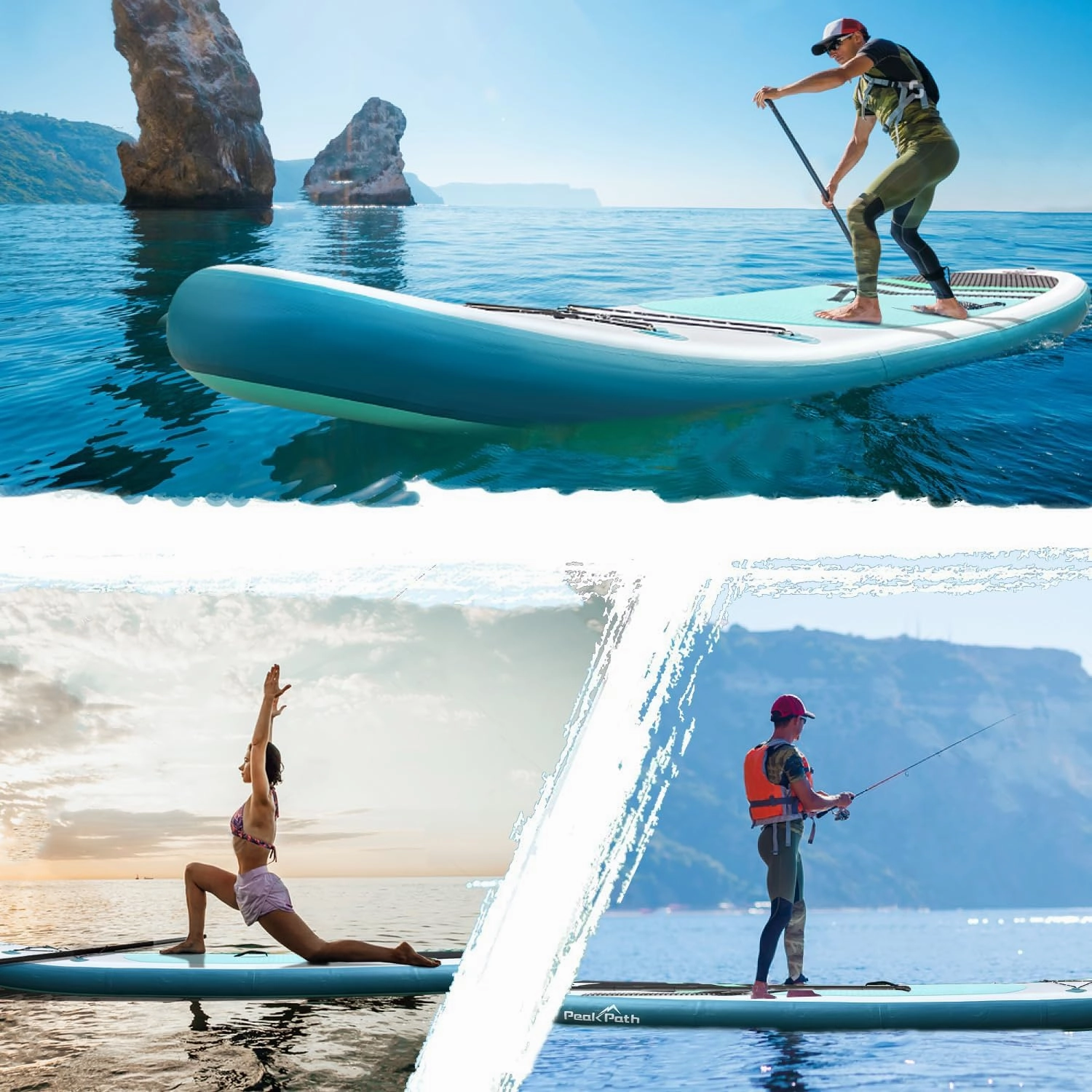 Inflatable Stand Up Paddle Board (6’’ Thick) with Premium SUP Accessories&Bag,Bottom Fin for Paddling,Surf Control,Non-Slip Deck,Leash,Paddle and Two-Way Hand Pump|Youth&Adult Standing Boat