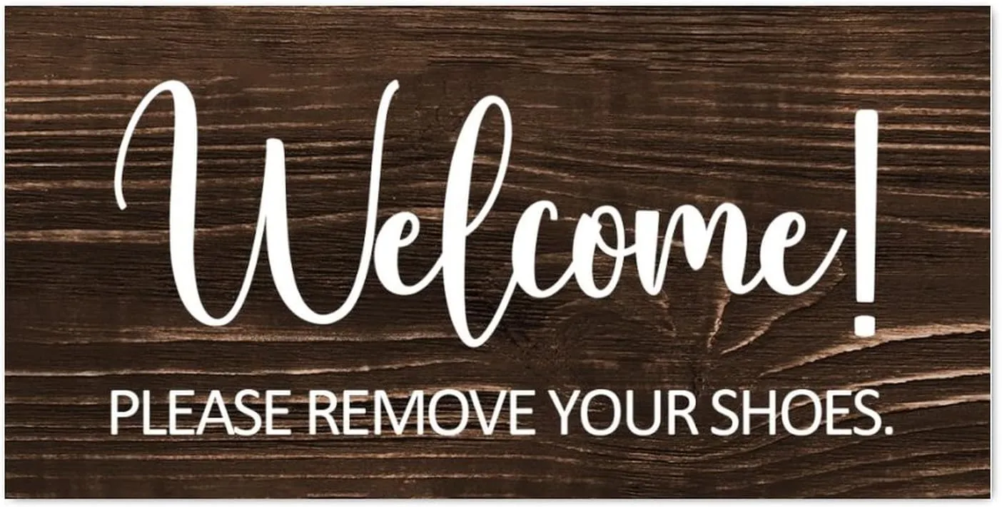 Inspirational Wooden Sign Welcome Remove Your Shoes Rustic Wood Pallet Sign Vintage Wood Board Retro Wood Board with Hook Antique Home Sign for Yard Beach House