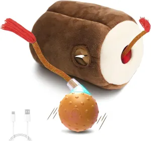 Interactive Cat Toys for Indoor Cats,Hide n Seek Automatic Cat Ball in Plush Burrow,Mouse Squeaky for Stimulating, Rechargeable, Motion Activated,Pop Play Cat Puzzle Toy