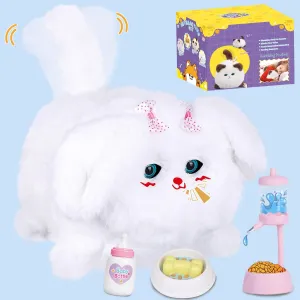 Interactive Dog Toys for Kids 3-7, Plush Toy Dogs That Barks, Blink and Talk, Children's Toy Puppy with Pet Waterer, Milk Bottle and Pet Bowl, Creative for Boys and Girls