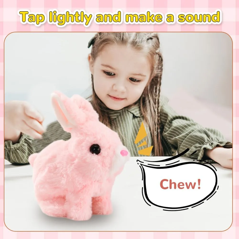 Interactive Easter Bunny Toy, 2025 New My Realistic Bunny Toy, Easter Basket Stuffers Animal, Can Walk and Talk Shaking Ears Hopping Realistic Bunnies Plush Easter Gifts (Grey)
