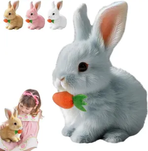 Interactive Easter Bunny Toy, 2025 New My Realistic Bunny Toy, Easter Basket Stuffers Animal, Can Walk and Talk Shaking Ears Hopping Realistic Bunnies Plush Easter Gifts (Grey)