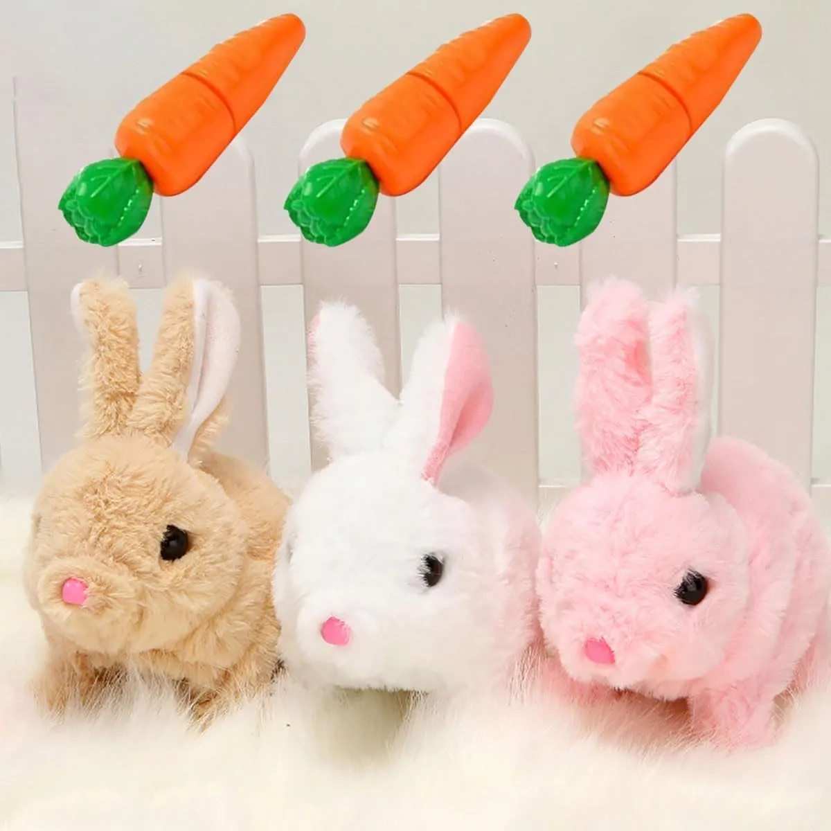 Interactive Rabbit Toys Plush Stuffed, 7 inch Walking Bunny Toy with Sounds and Movements, Easter Plush Stuffed Bunny Toy Walking Rabbit Educational Toys for Kids (3Pcs)